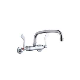 Foodservice 3-8" Adjustable Centers Wall Mount Faucet W/10" Arc Tube Spout 4" Wristblade Handles 2" Inlet, LK945AT10T4T