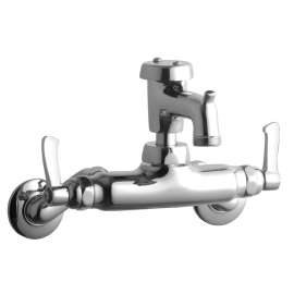 Service/Utility Single Hole Wall Mount Faucet W/3" Bucket Hook Spout 2" Lever Handles 2" Inlet Chrome, LK945BP03L2T