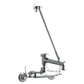 Service/Utility Single Hole Wall Mount Faucet W/7" Bucket Hook Spout 2" Lever Handles 2" Inlet Chrome, LK945BP07L2T