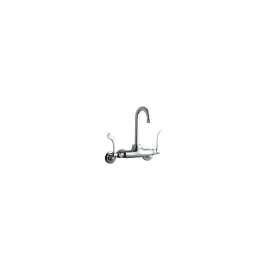 Foodservice 3-8" Adjustable Centers Wall Mount Faucet With 4" Gooseneck Spout 4" Wristblade Handles 2" Inlet, LK945GN04T4T