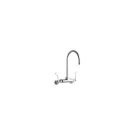 Foodservice 3-8" Adjustable Centers Wall Mount Faucet W/8" Gooseneck Spout 4" Wristblade Handles 2" Inlet, LK945GN08T4T