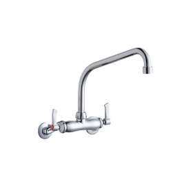 Foodservice 3-8" Adjustable Centers Wall Mount Faucet W/10" High Arc Spout 2" Lever Handles 2" Inlet Chrome, LK945HA10L2T