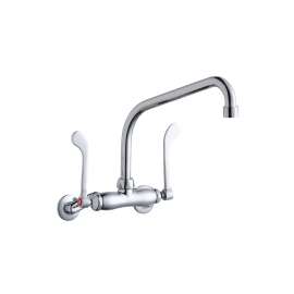 Foodservice 3-8" Adjustable Centers Wall Mount Faucet W/10" High Arc Spout 6" Wristblade Handles 2" Inlet, LK945HA10T6T