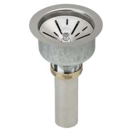 Deluxe 3-1/2" Drain With Satin Finish Type 304 Stainless Steel Body Strainer Basket Rubber Seal And Tailpiece, LK99S