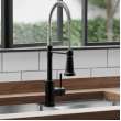 Avado Single Hole Kitchen Faucet With Semi-Professional Spout And Lever Handle Matte Black And Chrome, LKAV2061MBCR