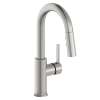 Avado Single Hole Bar Faucet With Pull-Down Spray And Lever Handle Lustrous Steel, LKAV3032LS