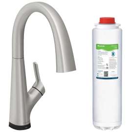 Avado Single Hole 2-In-1 Kitchen Faucet With Filtered Drinking Water Lustrous Steel, LKAV7051FLS