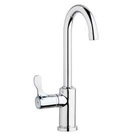 Single Hole 12-1/2" Vandal Resistant Deck Mount Faucet With Gooseneck Spout Lever Handle On Left Side Chrome, LKDVR208513LC