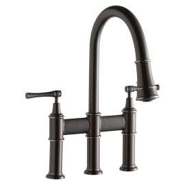 Explore Three Hole Bridge Faucet With Pull-Down Spray And Lever Handles Antique Steel, LKEC2037AS
