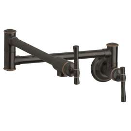 Explore Wall Mount Single Hole Pot Filler Kitchen Faucet With Lever Handles Oil Rubbed Bronze, LKEC2091RB