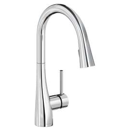 Gourmet Single Hole Kitchen Faucet With Pull-Down Spray And Forward Only Lever Handle Chrome, LKGT4083CR