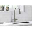 Gourmet Single Hole Kitchen Faucet With Pull-Down Spray And Forward Only Lever Handle Lustrous Steel, LKGT4083LS