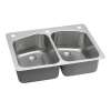 Lustertone Classic Stainless Steel 33" X 22" X 9" 2R-Hole Equal Double Bowl Dual Mount Sink With Perfect Drain(R), LKHSR33229PD2R