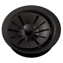 Quartz Perfect Drain 3-1/2" Polymer Disposer Flange With Removable Basket Strainer And Rubber Stopper Black, LKPDQD1BK