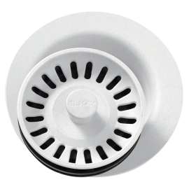 Polymer 3-1/2" Disposer Flange With Removable Basket Strainer And Rubber Stopper White, LKQD35WH