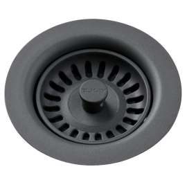 Polymer Drain Fitting With Removable Basket Strainer And Rubber Stopper Dusk Gray/Graphite, LKQS35GY