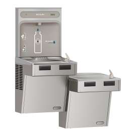 Ezh2O Bottle Filling Station With Mechanically Activated Bi-Level Ada Cooler Filtered Non-Refrigerated Stainless, LMABFTLDDWSSK