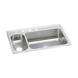 Lustertone Classic Stainless Steel 33" X 22" X 7-7/8" 1-Hole 30/70 Double Bowl Drop-In Sink, LMR33221