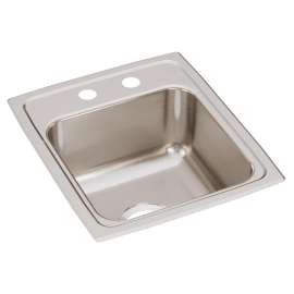 Lustertone Classic Stainless Steel 15" X 17-1/2" X 7-5/8" 2-Hole Single Bowl Drop-In Bar Sink, LR15172