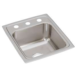Lustertone Classic Stainless Steel 15" X 17-1/2" X 7-5/8" 3-Hole Single Bowl Drop-In Bar Sink, LR15173