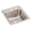 Lustertone Classic Stainless Steel 15" X 17-1/2" X 7-5/8" Mr2-Hole Single Bowl Drop-In Bar Sink, LR1517MR2