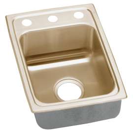 Cuverro Antimicrobial Copper 15" X 22" X 7-5/8" 2-Hole Single Bowl Drop-In Sink, LR15222-CU