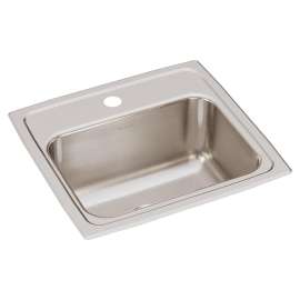 Lustertone Classic Stainless Steel 17" X 16" X 7-5/8" 1-Hole Single Bowl Drop-In Sink, LR17161
