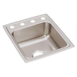 Lustertone Classic Stainless Steel 17" X 20" X 7-5/8" Os4-Hole Single Bowl Drop-In Sink, LR1720OS4