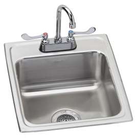 Lustertone Classic Stainless Steel 17" X 20" X 7-5/8" 2-Hole Single Bowl Drop-In Sink W/Faucet + Drain + P-Trap, LR1720SC