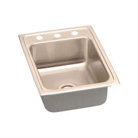 Cuverro Antimicrobial Copper 17" X 22" X 7-5/8" 1-Hole Single Bowl Drop-In Sink, LR17221-CU