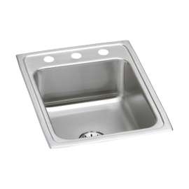 Lustertone Classic Stainless Steel 17" X 22" X 7-5/8" 3-Hole Single Bowl Drop-In Sink With Perfect Drain(R), LR1722PD3