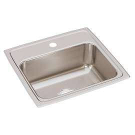 Lustertone Classic Stainless Steel 19" X 18" X 7-5/8" 1-Hole Single Bowl Drop-In Sink, LR19181