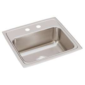 Lustertone Classic Stainless Steel 19" X 18" X 7-5/8" 2-Hole Single Bowl Drop-In Sink, LR19182