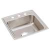 Lustertone Classic Stainless Steel 19-1/2" X 19" X 7-1/2" 3-Hole Single Bowl Drop-In Sink, LR19193