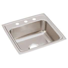 Lustertone Classic Stainless Steel 19-1/2" X 19" X 7-1/2" 3-Hole Single Bowl Drop-In Sink, LR19193