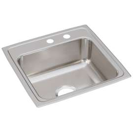 Lustertone Classic Stainless Steel 19-1/2" X 19" X 7-1/2" Mr2-Hole Single Bowl Drop-In Sink, LR1919MR2