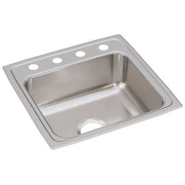 Lustertone Classic Stainless Steel 19-1/2" X 19" X 7-1/2" Os4-Hole Single Bowl Drop-In Sink, LR1919OS4