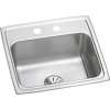 Lustertone Classic Stainless Steel 19-1/2" X 19" X 7-1/2" 2-Hole Single Bowl Drop-In Sink With Perfect Drain(R), LR1919PD2
