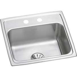 Lustertone Classic Stainless Steel 19-1/2" X 19" X 7-1/2" 2-Hole Single Bowl Drop-In Sink With Perfect Drain(R), LR1919PD2