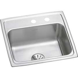 Lustertone Classic Stainless Steel 19-1/2" X 19" X 7-1/2" Mr2-Hole Single Bowl Drop-In Sink With Perfect Drain(R), LR1919PDMR2