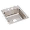 Lustertone Classic Stainless Steel 19-1/2" X 22" X 7-5/8" 2-Hole Single Bowl Drop-In Sink, LR20222