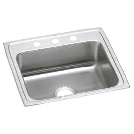 Lustertone Classic Stainless Steel 22" X 19-1/2" X 7-5/8" 3-Hole Single Bowl Drop-In Sink, LR22193