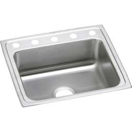 Lustertone Classic Stainless Steel 22" X 19-1/2" X 7-5/8" 5-Hole Single Bowl Drop-In Sink, LR22195