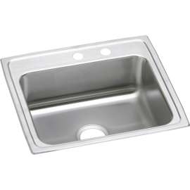 Lustertone Classic Stainless Steel 22" X 19-1/2" X 7-5/8" Mr2-Hole Single Bowl Drop-In Sink, LR2219MR2