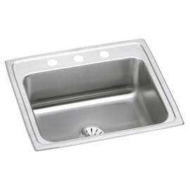 Lustertone Classic Stainless Steel 22" X 19-1/2" X 7-5/8" 3-Hole Single Bowl Drop-In Sink With Perfect Drain(R), LR2219PD3