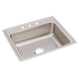 Lustertone Classic Stainless Steel 25" X 21-1/4" X 7-7/8" 3-Hole Single Bowl Drop-In Sink, LR25213