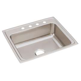 Lustertone Classic Stainless Steel 25" X 21-1/4" X 7-7/8" 4-Hole Single Bowl Drop-In Sink, LR25214