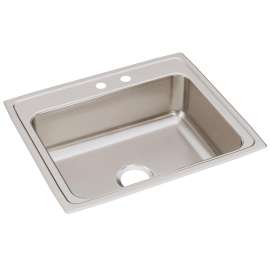 Lustertone Classic Stainless Steel 25" X 21-1/4" X 7-7/8" Mr2-Hole Single Bowl Drop-In Sink, LR2521MR2
