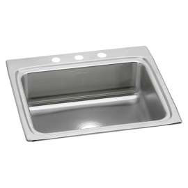 Lustertone Classic Stainless Steel 25" X 22" X 8-1/8" 3-Hole Single Bowl Drop-In Sink, LR25223