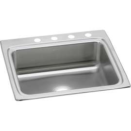 Lustertone Classic Stainless Steel 25" X 22" X 8-1/8" 4-Hole Single Bowl Drop-In Sink, LR25224